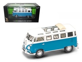 1962 Volkswagen Microbus Van Bus Blue With Open Roof 1/43 Diecast Car by Road Si - $84.78 CAD