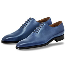 Navy Blue Oxford Wholecut Officers Pairs, Lace UP Premium Leather Formal Shoes, - £118.14 GBP