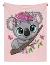Cartoon Koala Pink Flannel Blanket Soft Plush Throw Bedroom Baby Lap Flower Cute - £20.53 GBP