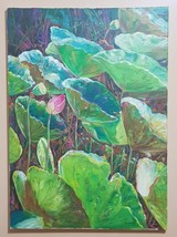 Original painting, acrylic paint on beautiful natural canvas of Bua Luan... - £336.18 GBP