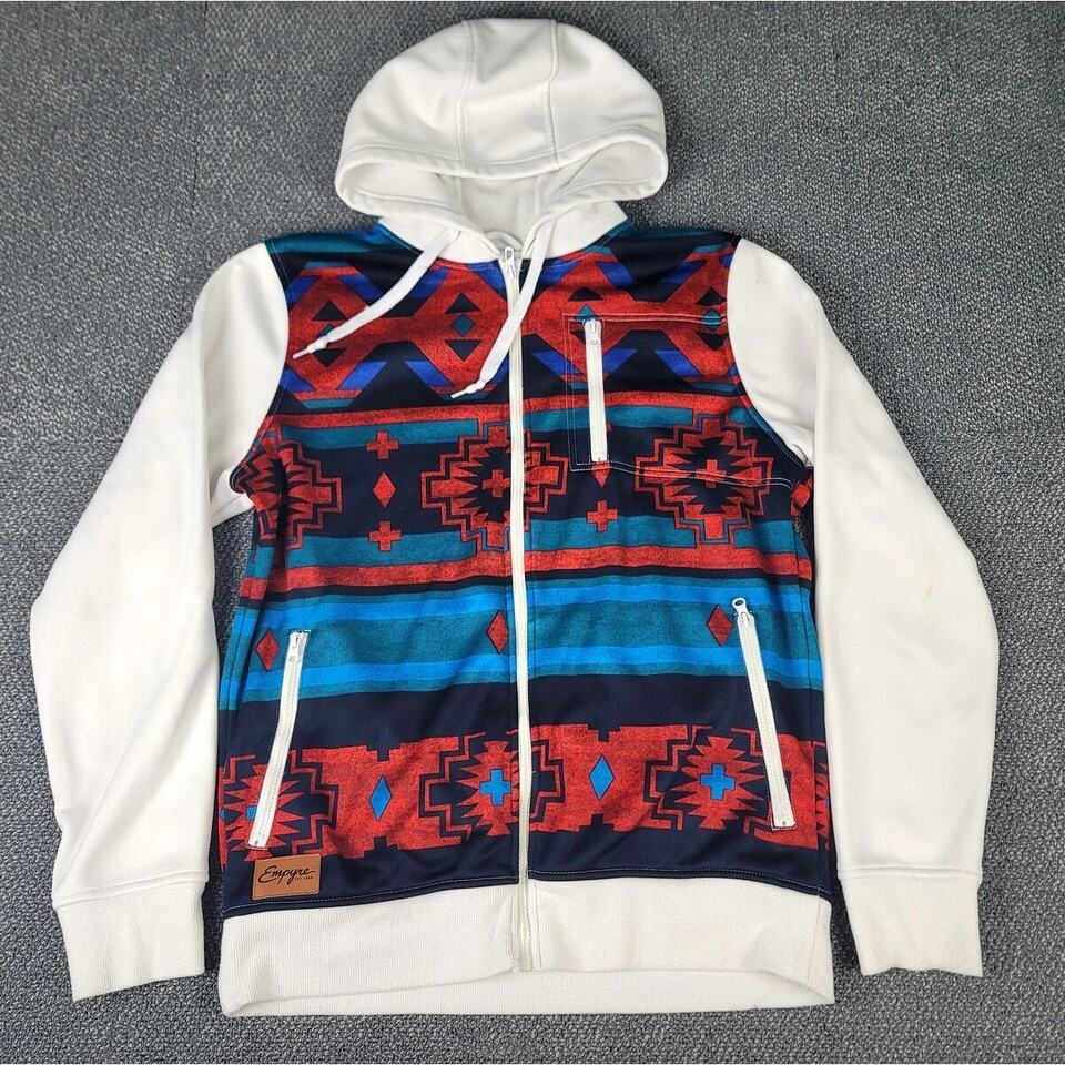 Empyre Hoodie Men&#39;s Medium Aztec Tribal Full Zip Sweater Casual - $14.97