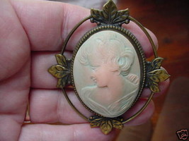 (CM41-5) Romantic WOMAN peach green CAMEO Brooch pin brooch necklace cameos - £26.11 GBP