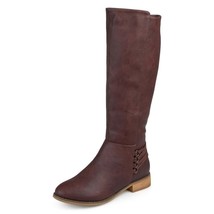 Journee Collection Women&#39;s Riding Boots Marcel Size US 8.5M Wide Calf Wine Red - £23.80 GBP