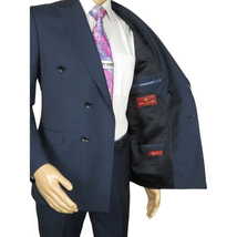 Men Suit BERLUSCONI Turkey Italian Wool 180's Double Breasted UGS94-09 Mid Blue image 6