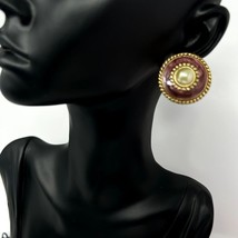 Earrings Round Pearl Like in Center Dome Rope Like Accent Exterior and Interior - £27.46 GBP