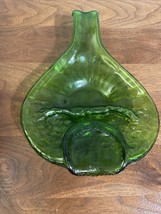 Vintage GREEN GLASS MELTED Gallo Guaro BOTTLE Flat Spoon Rest, Change Dish, - £10.48 GBP