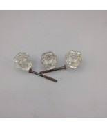 3Antique Vintage Clear Glass 6 POINT 1&quot;  Drawer Cabinet Knobs - $16.27 CAD