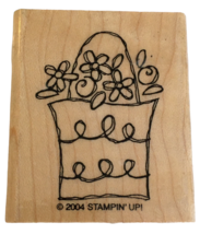 Stampin Up Rubber Stamp Flower Basket with Handle Spirals Friendship Card Making - £3.12 GBP