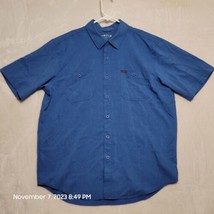 Orvis Men&#39;s Tech Chambray Work Shirt Sz L Large Blue Button Up Short Sleeve - £20.23 GBP