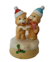 Musical Caroling Bears I&#39;m dreaming ... White Christmas Revolving figurine - $14.00