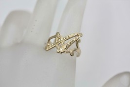 Fine 14K Yellow Gold Diamond Cut Design Cursive Letter A Initial Ring Size 5.5 - £127.72 GBP