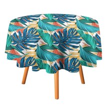 Jungle Palm Leaf Tablecloth Round Kitchen Dining for Table Cover Decor Home - £12.84 GBP+
