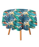 Jungle Palm Leaf Tablecloth Round Kitchen Dining for Table Cover Decor Home - $21.93 CAD+
