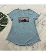 Patagonia Womens Slim Fit Tee Size S Light Blue Organic Cotton Short Sleeve - $23.75