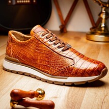 Alonzo Sporty Genuine Caiman Crocodile Sneaker Cognac image 9