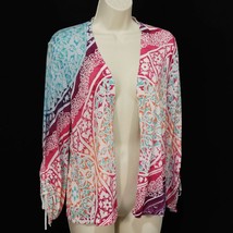 Chicos Womens Open Front Cardigan Sweater sz 1 S M Colorful Floral Lightweight - £16.80 GBP