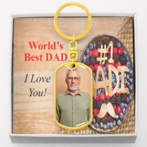 To Dad Personalized World&#39;s Best Dad Message Dog Tag Pendant Keychain St... - £33.58 GBP+