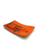 Orange Handmade Ceramic Soap Dish Artisan Clay Rectangle Draining Soap B... - $47.95