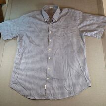 Peter Millar XL Button Up Shirt Cotton Blue White Check Short Sleeve - $34.95