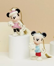 Lenox Disney 2022 Mickey &amp; Minnie Figurine Ornament Set Snow Games Snowb... - £111.65 GBP