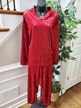 Vintage Anthony Richards Red Polyester Jacket &amp; Trouser 2 Pc&#39;s Sleepwear 2X - £27.53 GBP