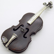 Vintage Italian Handmade Sterling Silver 925 &amp; Wooden Violin LARGE Figurine - £55.89 GBP