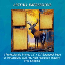 Majestic Buck in Rustic Autumn Forest Personalized Wall Art or Scrapbook... - $404.96 MXN