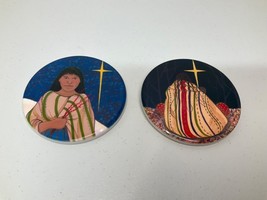 (2) Jeanne Rorex Bridges Art Tiles Cherokee Native American Artist Wall Hangers - £19.38 GBP