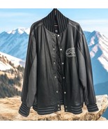 Rare Vintage Y2K Ecko Varsity Bomber Leather Jacket Mens 4XL Black Gray - $196.56