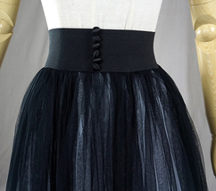 Black White Fluffy Tulle Maxi Skirt Women Custom Plus Size Evening Tulle Skirt image 5