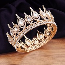 Gold round crown | Red Green Purple Silver Crystal Bridal Crown | Vintage Queen  - £37.56 GBP