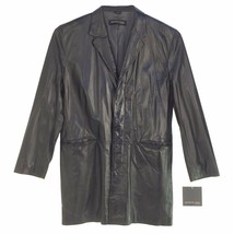 Kenneth Cole Duster Hoffman Style, Leather Men Long Coat, 3B2451 Silky Cow Black - £385.44 GBP