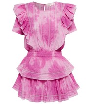 NWT LoveShackFancy Natasha Mini in Begonia Hand Dye Ruffle Cotton Dress L - £116.81 GBP