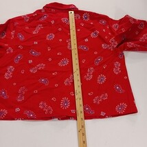 Boston Proper Women's Red Paisley Button Front Denim Jacket Pockets Chest 44 image 5