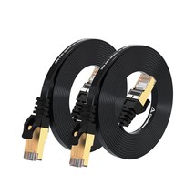 Cat 7 Shielded Ethernet Cable 8Ft 2Pack (Highest Speed Cable) Cat7 Black Flat In - £18.21 GBP