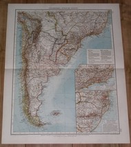 1905 Antique Map Of Argentina / Chile Tierra Del Fuego Falklands / South America - $23.92