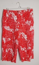 Chico&#39;s  Floral Pants Cropped Red Casual Beach Travel Stretch Twill Wome... - $18.11