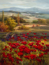 Poppies and Cypress by J. Price Canvas Giclee Seascape - £162.02 GBP