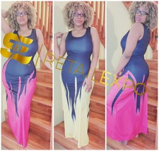 Two-Colored Streaked Maxi Dress - $29.00