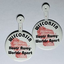 1975 WISCONSIN Tourism Button HOURS AWAY WORLDS APART PIN LAPEL METAL TA... - £9.74 GBP