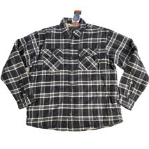 Grizzly Mountain Men Gray Plaid Flannel Shirt Jacket Sherpa Lined Snap XXL - £22.27 GBP