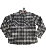 Grizzly Mountain Men Gray Plaid Flannel Shirt Jacket Sherpa Lined Snap XXL - $27.87