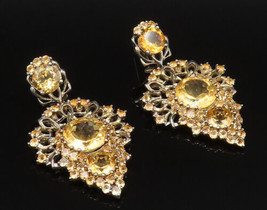 925 Silver - Vintage Beautiful Dancing Citrine Chandelier Earrings - EG1... - £109.42 GBP