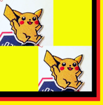 (2) classic 90&#39;s Pikachu Pokemon Patches Badges Iron embroidered appliques  - $19.99