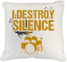 Make Your Mark Design I Destroy Silence. Musician White Pillow Cover for... - £19.46 GBP+