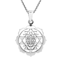 Sri Yantra Chakra Om Geometry Sterling Silver Necklace - £15.76 GBP