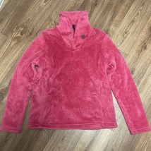 Lands End Womens Pink Fuzzy Pullover Collared Sweatshirt Size 6-8 Small ... - $13.86