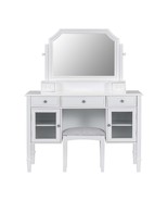 White Makeup Vanity Desk: Adjustable Mirror, Storage, MDF/Wood - €314,28 EUR