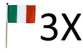 3X Irish Flags (4&#39;&#39; x 6&#39;&#39;) on 9.5&#39;&#39; Wooden Pole - £4.68 GBP