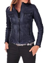 Women&#39;s Genuine Lambskin Real Leather Motorcycle Slim fit Biker Jacket -... - £92.55 GBP